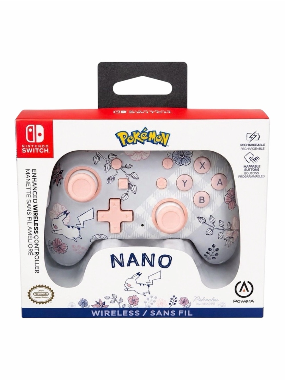 NIB Nintendo Switch PowerA Pokémon Nano Enhanced Wireless Controller Pink/White